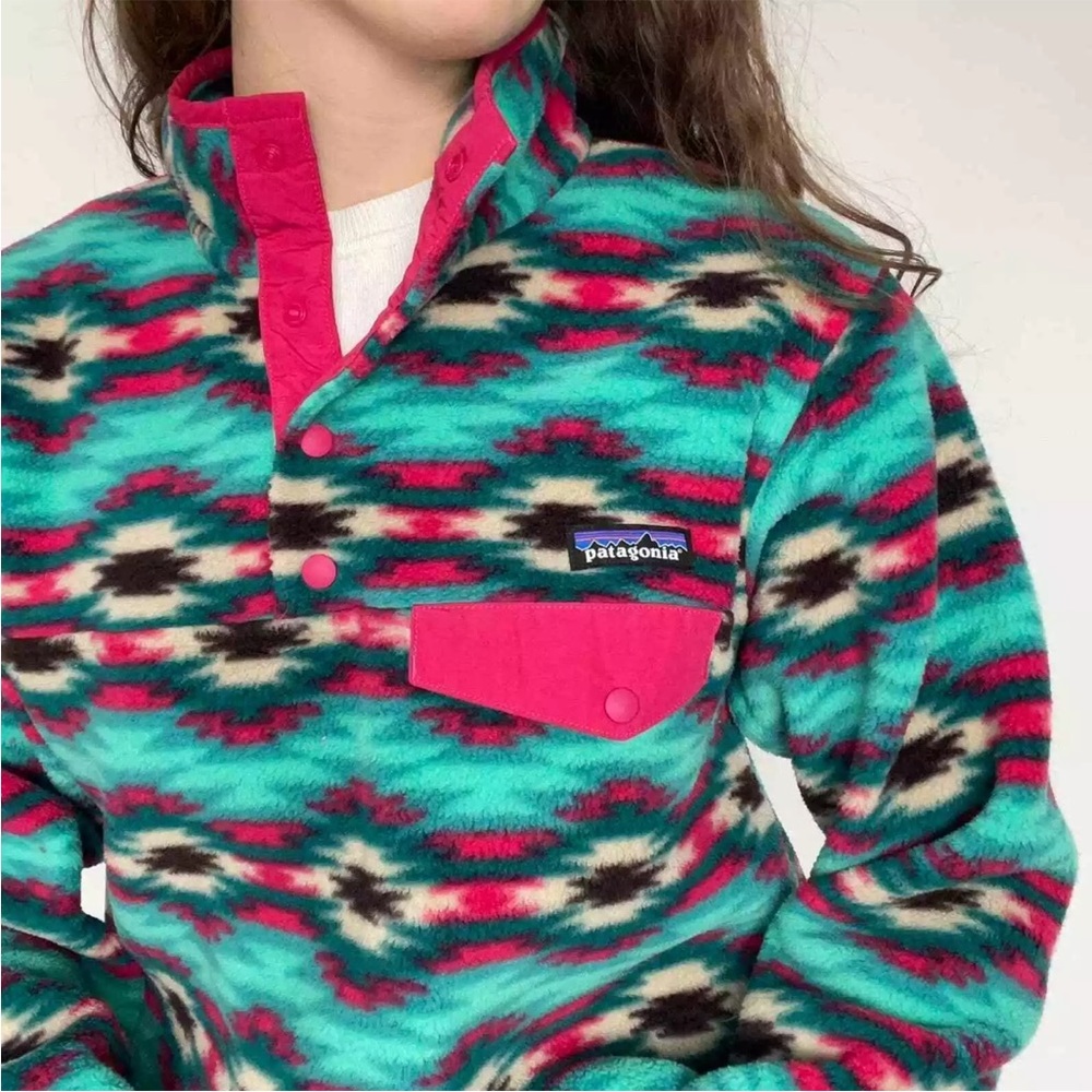 Patagonia Aztec Boho Synchilla Fleece Snap T Pullover Small - Picture 2 of 15